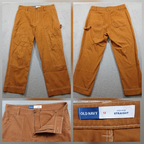 Old Navy Pants - Old Navy Utility Straight Leg Carpenter Pants Women 12 Brown Sly Fox Canvas EUC
